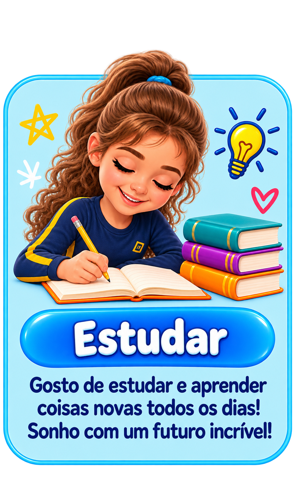 Cartão ilustrado: estudar